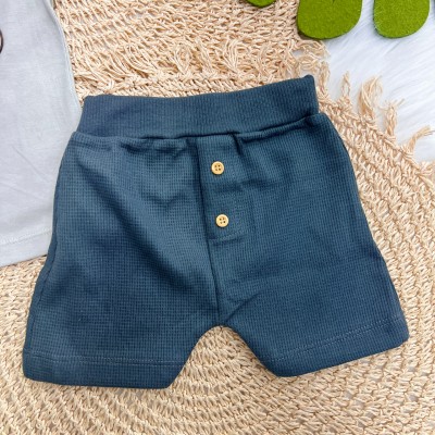 Conj. Camiseta Peixe Beach e Bermuda - Cinza e Chumbo